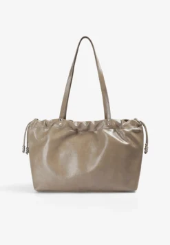 BOLSO MEDIANO EFECTO PIEL CON CIERRE FRUNCIDO