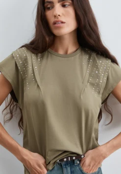 CAMISETA PLIEGUES CON STUDS