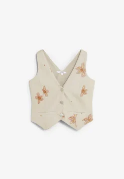 CHALECO DENIM BORDADOS FLORALES