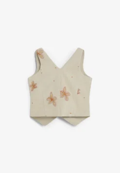 CHALECO DENIM BORDADOS FLORALES