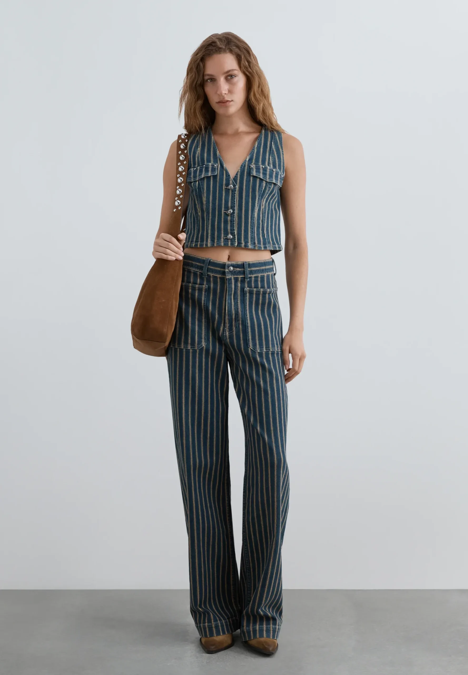 CHALECO DENIM RAYAS