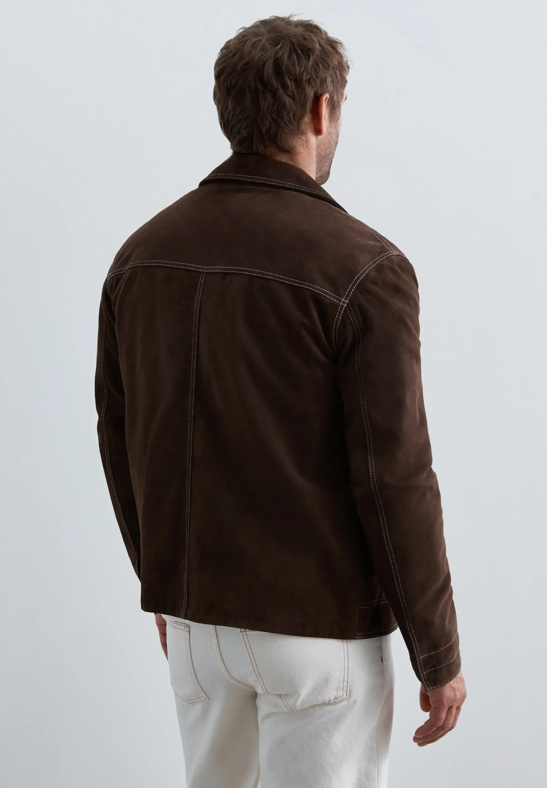 CHAQUETA ANTE COSTURAS CONTRASTE