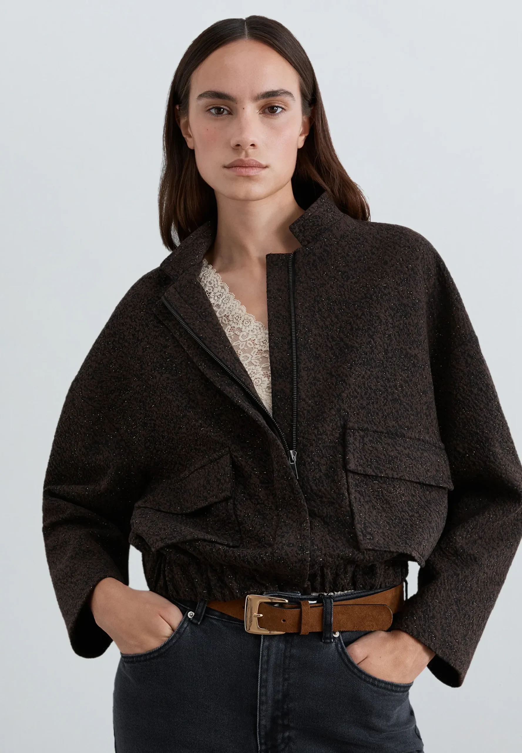 CHAQUETA BOMBER LÚREX