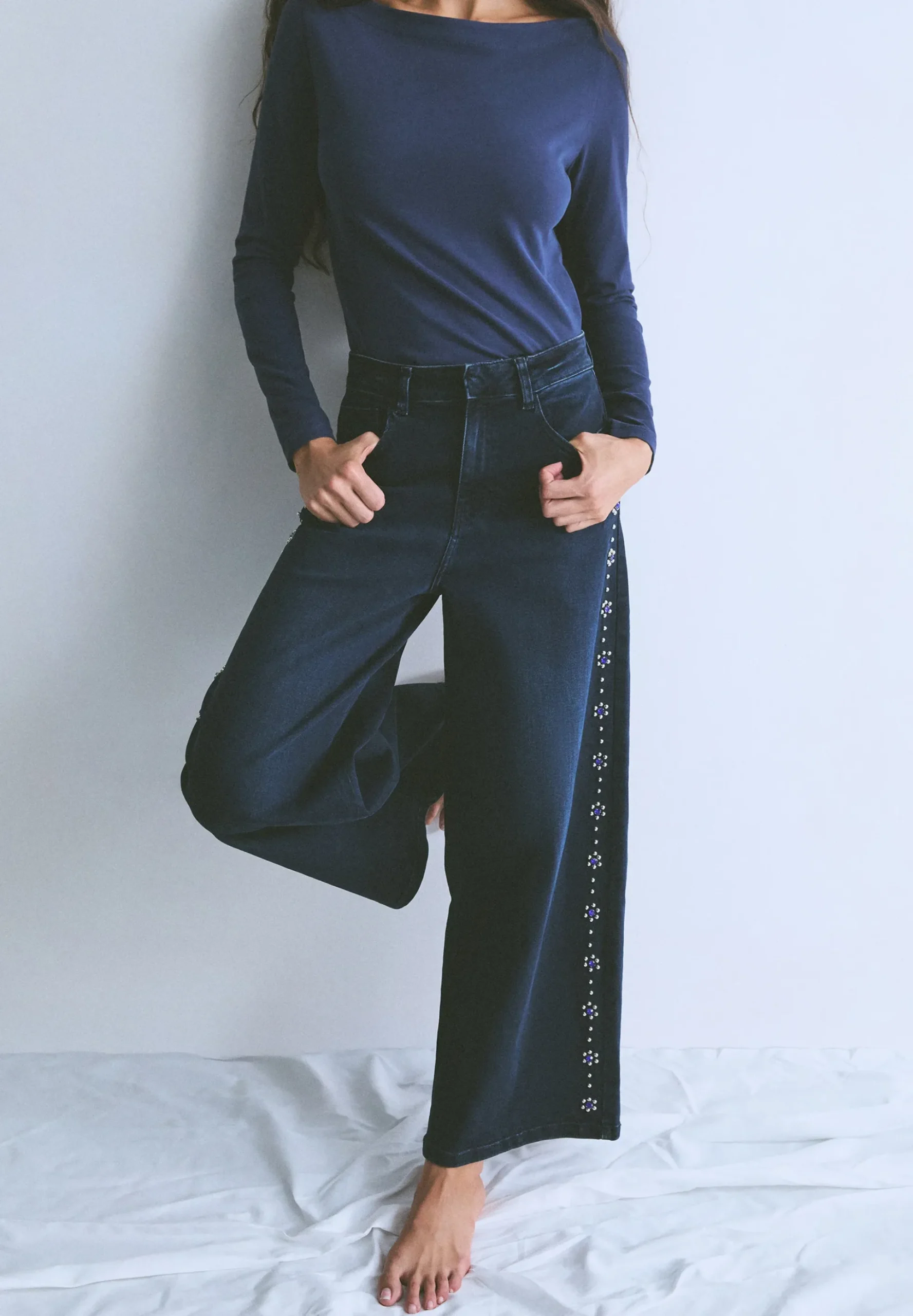 JEANS CULOTTE STUDS