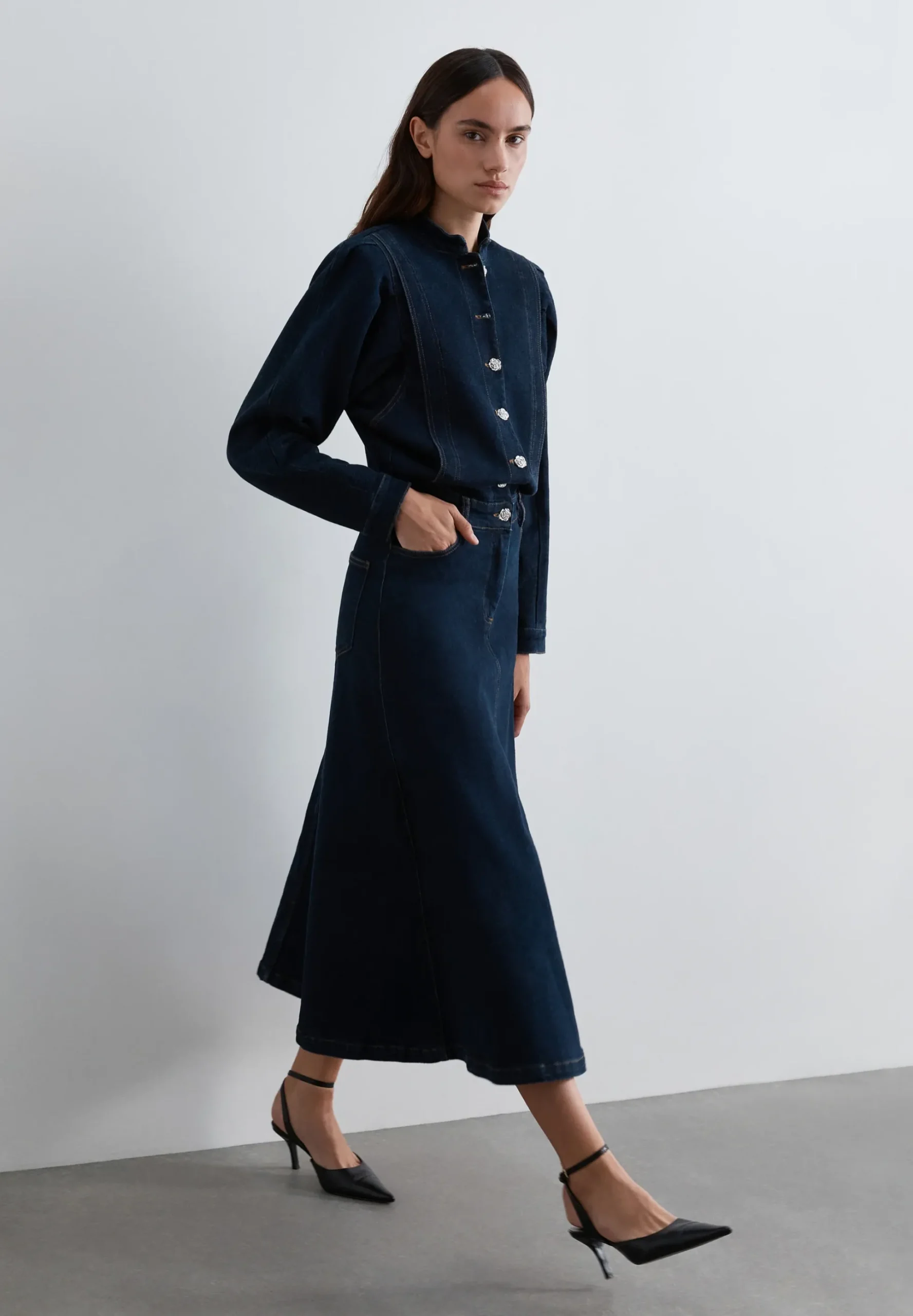VESTIDO DENIM MANGAS VOLUMEN