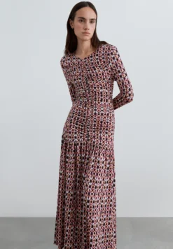 VESTIDO ESTAMPADO CUERPO DRAPEADO