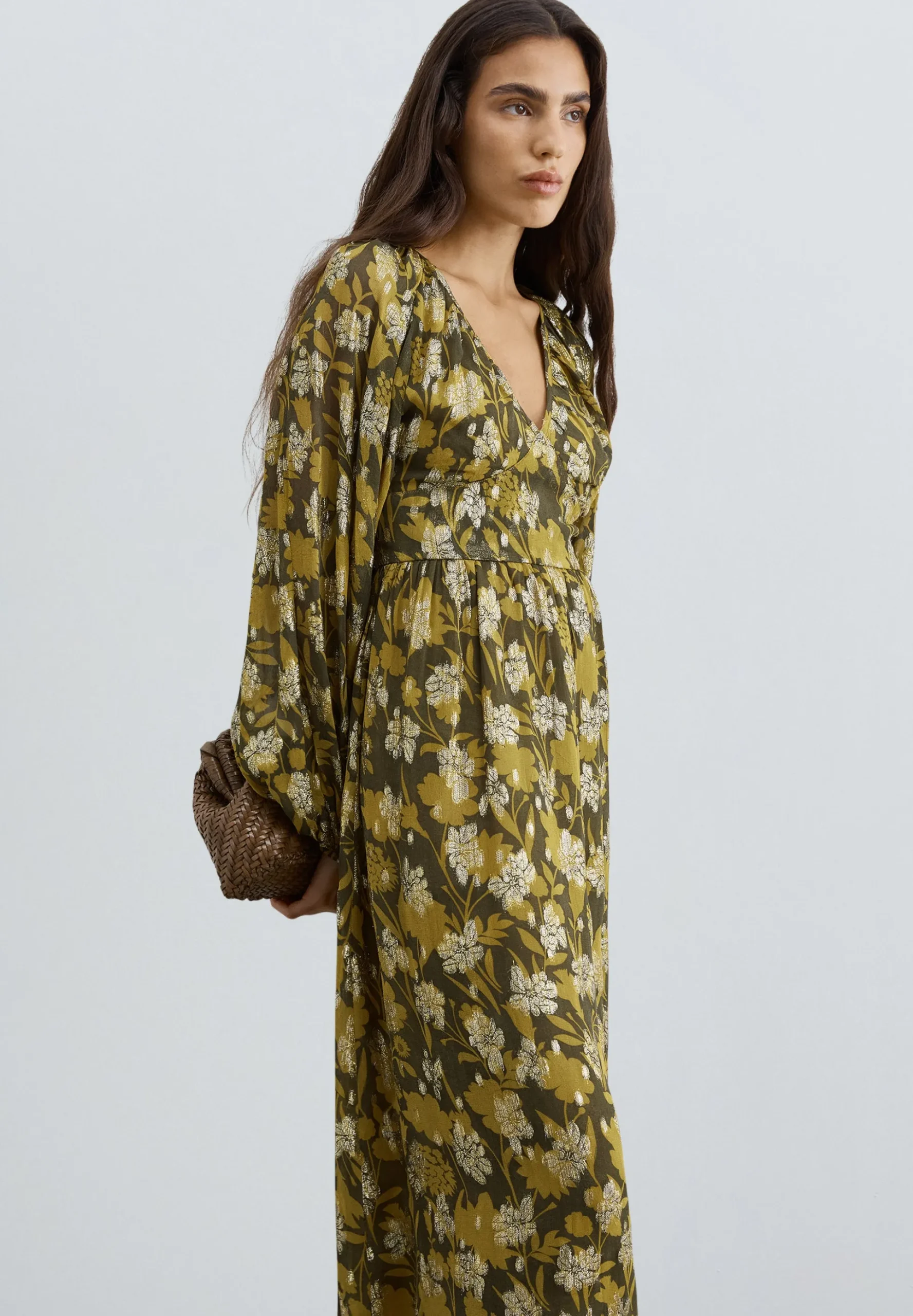 VESTIDO LÚREX ESTAMPADO FLORAL