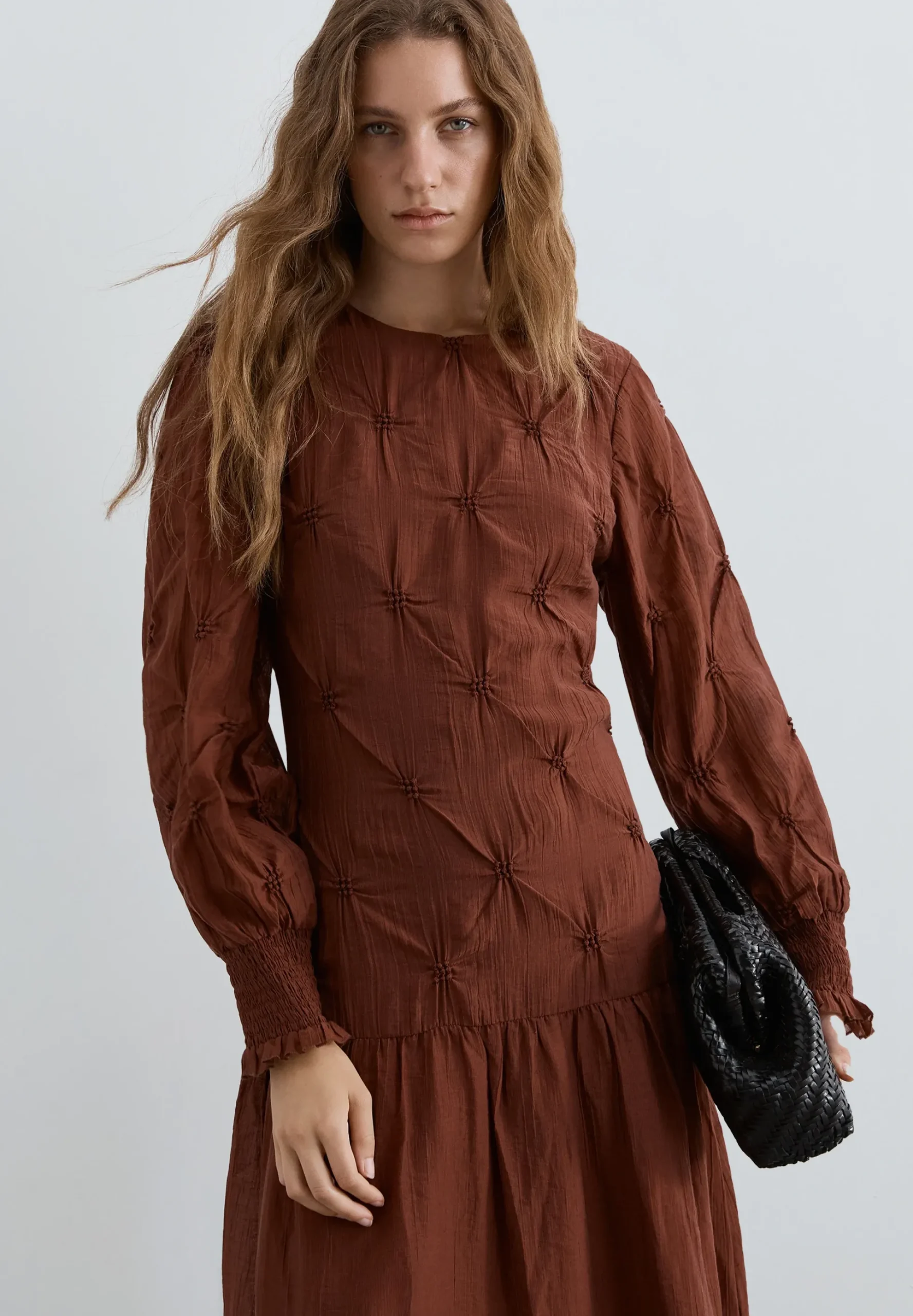 VESTIDO MANGA LARGA FRUNCES