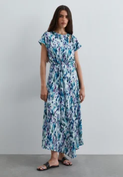 VESTIDO MIDI ESTAMPADO CON LAZADA