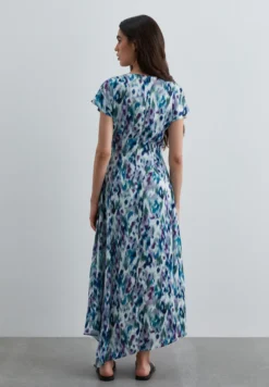 VESTIDO MIDI ESTAMPADO CON LAZADA